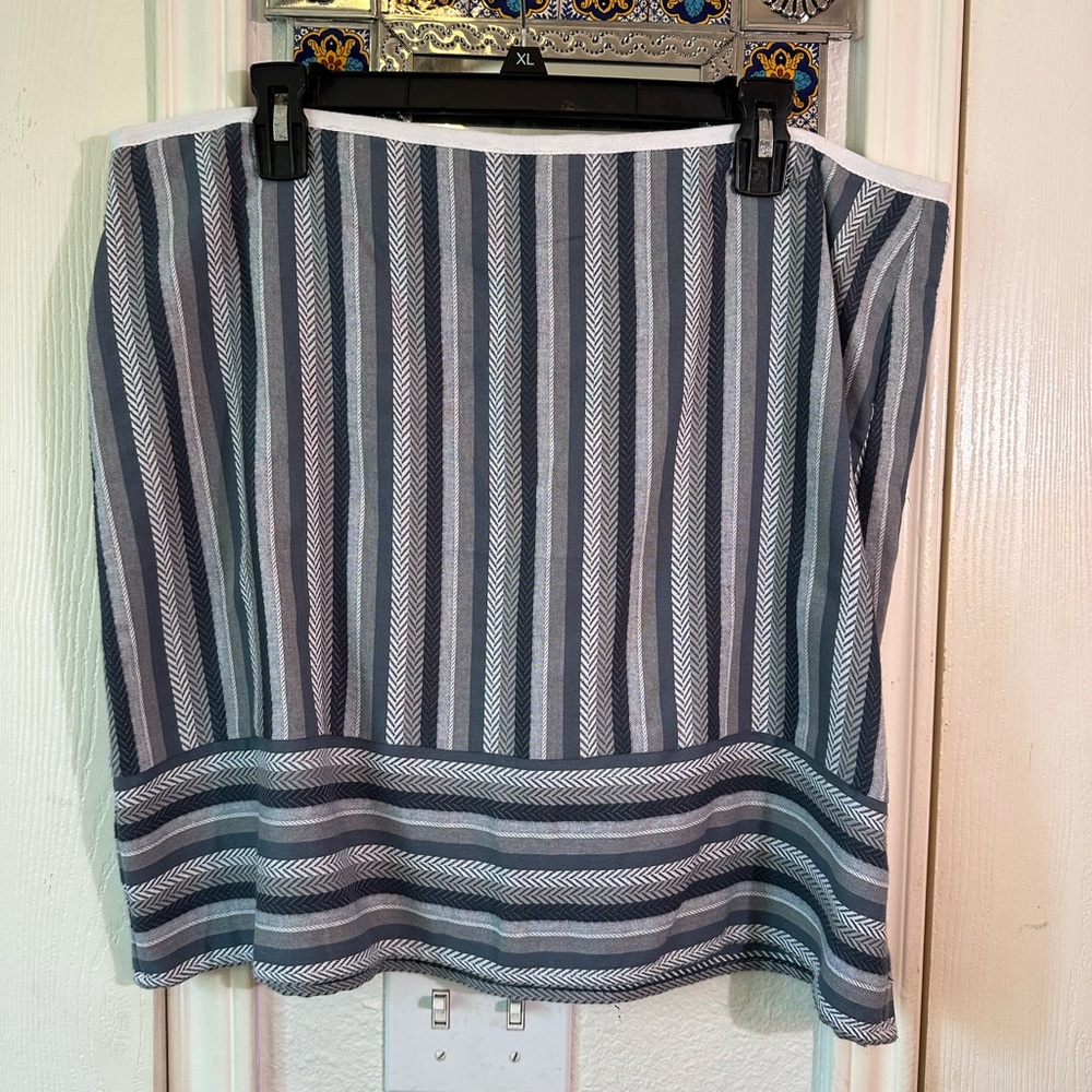 COPY - LOFT Blue Herringbone Striped Mini Skirt